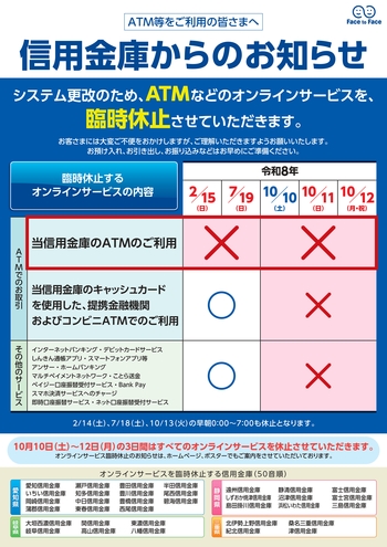 ATM等をご利用の皆様へ岐阜信用金庫からのお知らせ